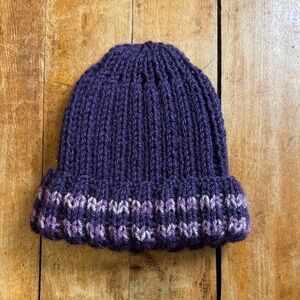 Handmade Purple Knit Beanie toddler size girl winter